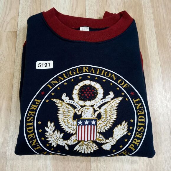 VTG Sweatshirt 1997 Clinton Presidential‎ Inauguration XL Colorblock Cotton/Poly - Picture 8 of 8